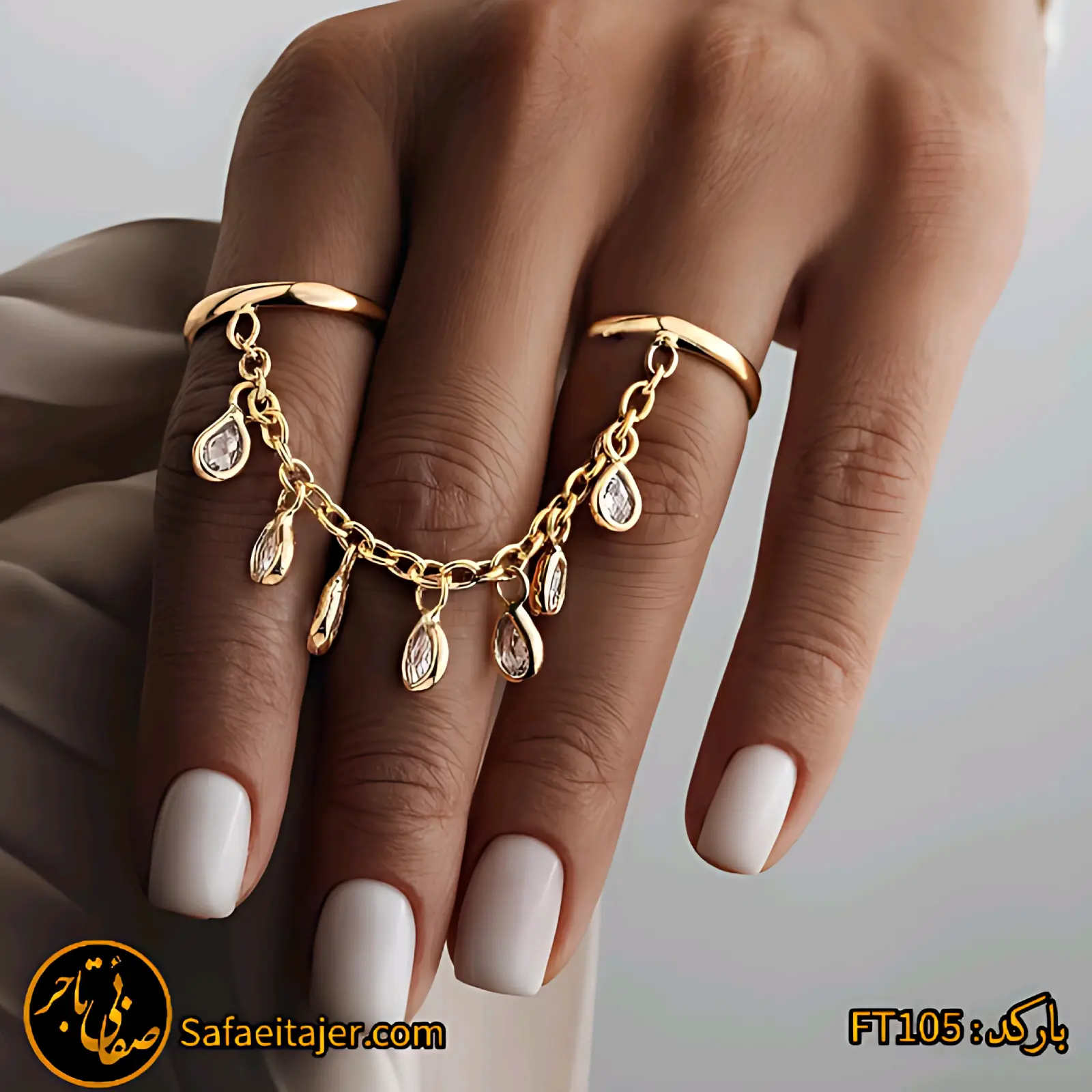 انگشتر دو تایب طرح جواهر